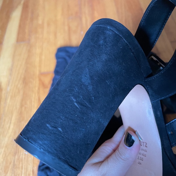 schutz platform sandal, black, size 8.5, suede - Picture 6 of 6